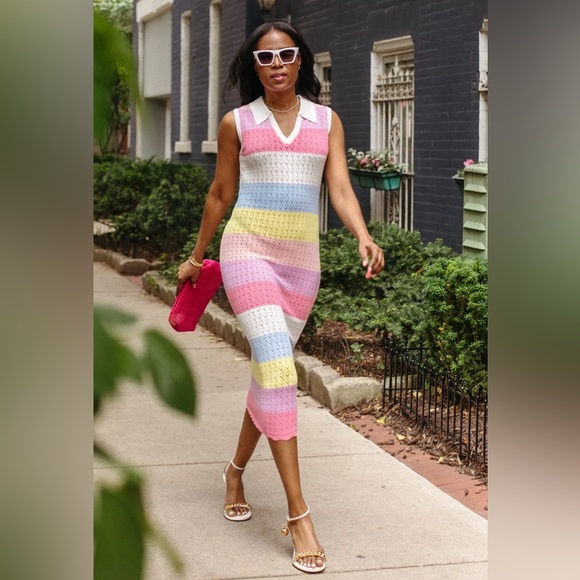 English Factory Knit Stripe Sleeveless Dress In Multi Size S - Picture 3 of 16